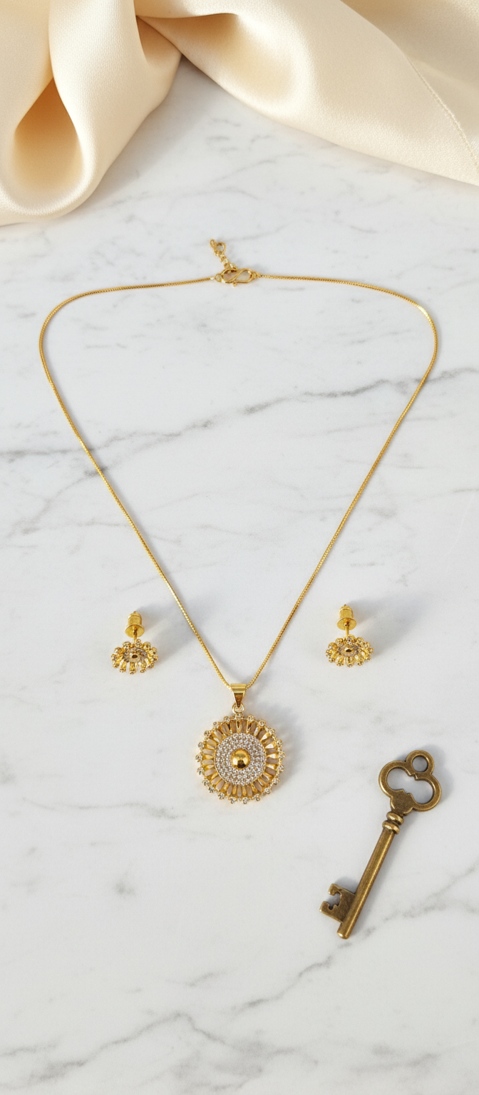 NuGold Pendant Necklace Set for Women