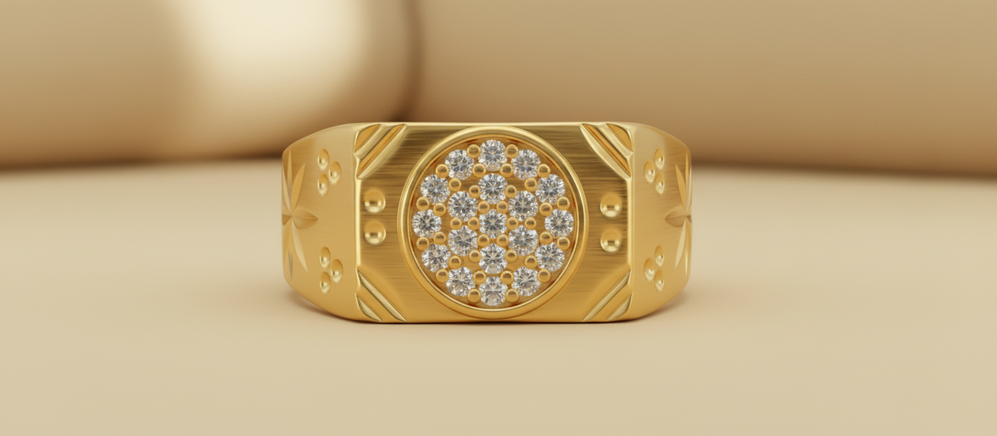 NuGold Starburst Royale Zircon Ring