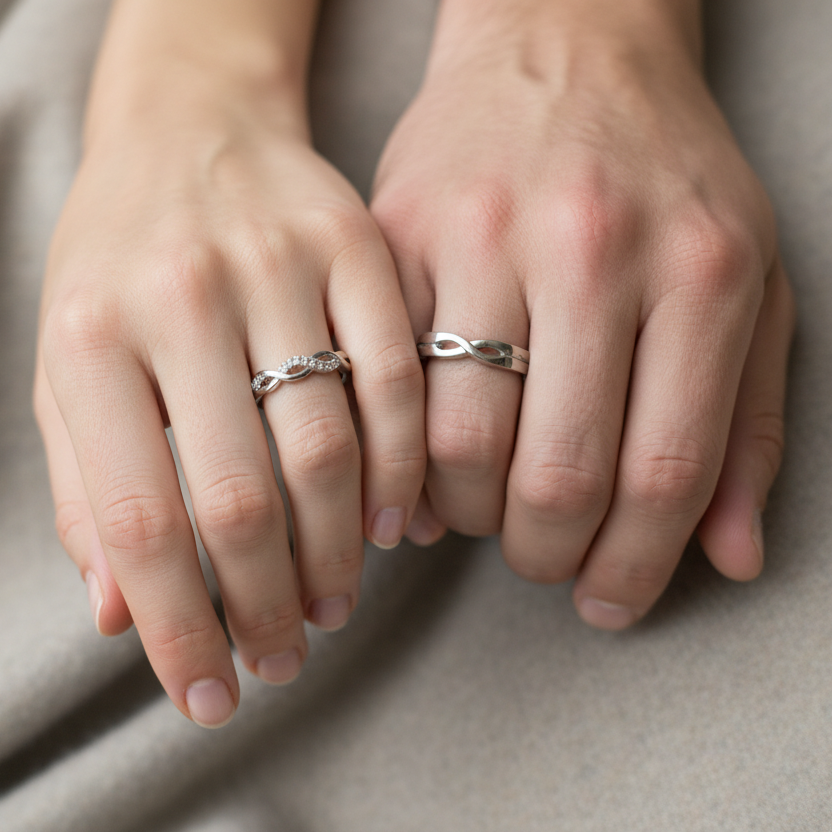 His & Hers Stainless Steel Infinity Couple Ring Set