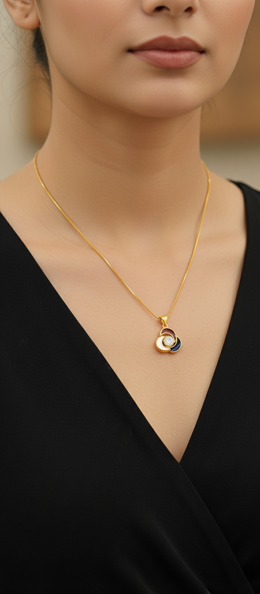 NuGold Multicolor Stone Pendant Necklace For Women