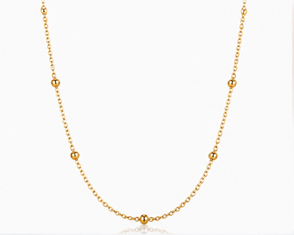 Women's Elegant Gold Bead Link Chain Necklace