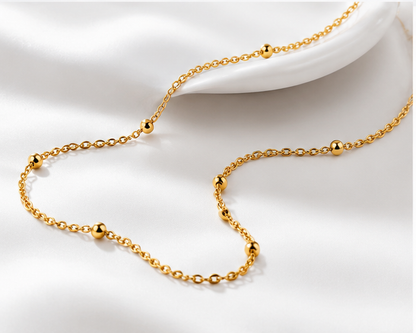 Women's Elegant Gold Bead Link Chain Necklace