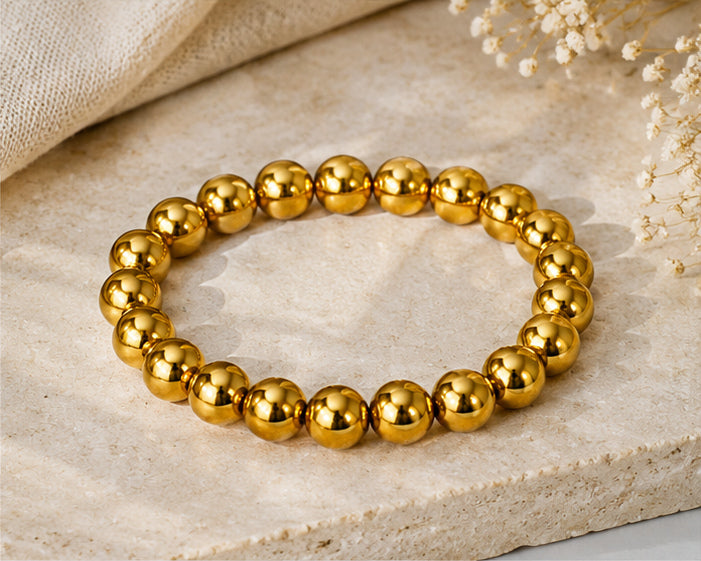 NUGOLD Premium Gold Beaded Bracelet for Girls & Women