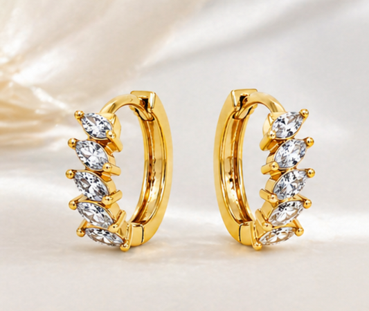 NuGold Luxury Gold Plated Leaf Design Hoop Earrings for Women & Girls
