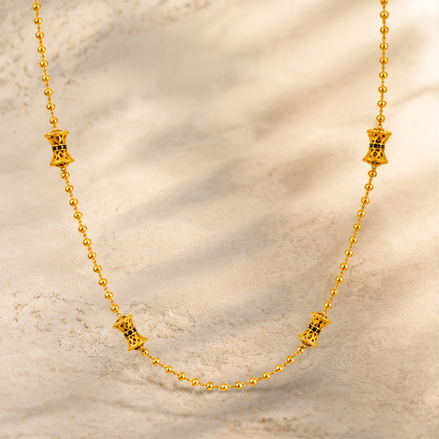 NUGOLD Bead Chain with Designer Barrel Charms for Women
