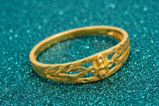 NuGold Floral Cutwork Textured Gold Ring