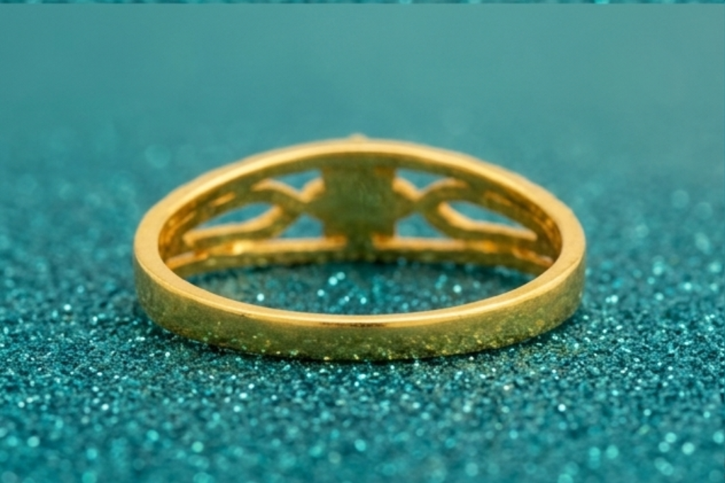 NuGold Floral Cutwork Textured Gold Ring