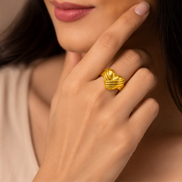 NUGOLD Designer Heart Adjustable Ring for Women