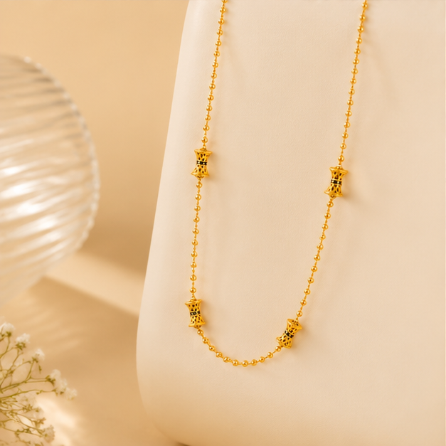 NUGOLD Bead Chain with Designer Barrel Charms for Women