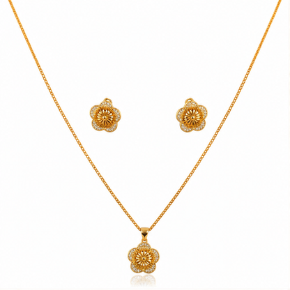 NUGOLD Floral Radiance Necklace & Earrings Set