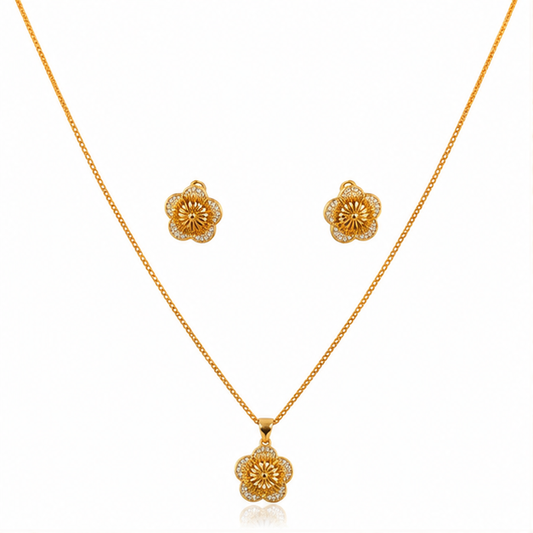 NUGOLD Floral Radiance Necklace & Earrings Set