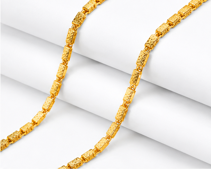 NUGOLD Premium Gold Rectangular Link Chain for Men & Women