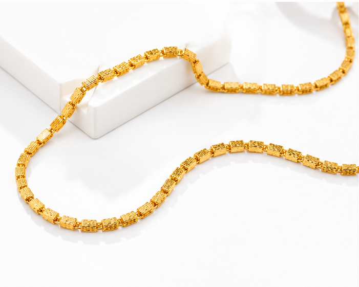 NUGOLD Premium Gold Rectangular Link Chain for Men & Women