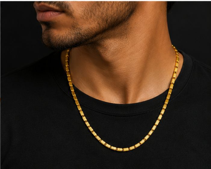 NUGOLD Premium Gold Rectangular Link Chain for Men & Women