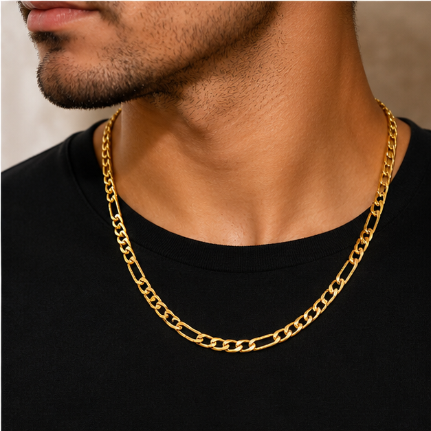 NUGOLD Premium Figaro Link Chain for Men & Women