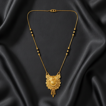 NUGOLD Antique Floral Pendant Mangalsutra with Black Beads