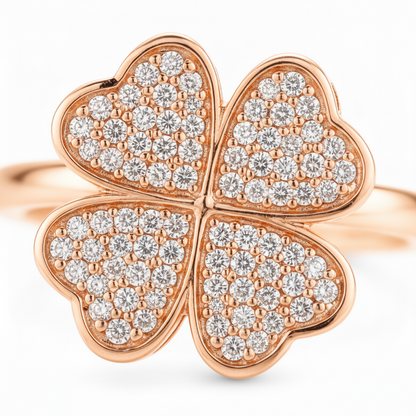 Luxury 360° Spin Clover Ring with Sparkling CZ Stones