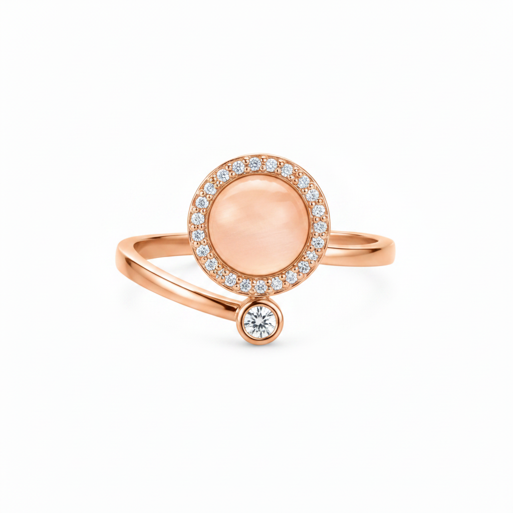 NUGOLD Luxury 360° Rotating Circle Ring with Cubic Zirconia