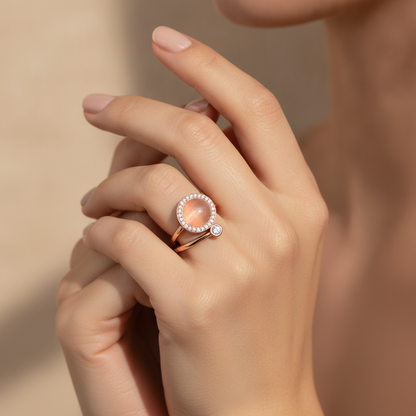NUGOLD Luxury 360° Rotating Circle Ring with Cubic Zirconia