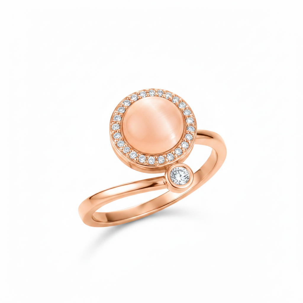 NUGOLD Luxury 360° Rotating Circle Ring with Cubic Zirconia