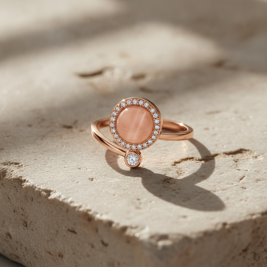 NUGOLD Luxury 360° Rotating Circle Ring with Cubic Zirconia