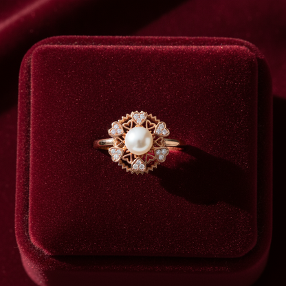 NUGOLD Premium 360° Rotating Pearl Adjustable Ring