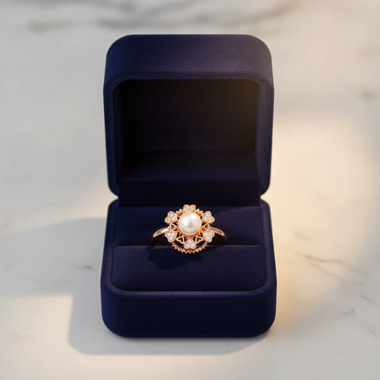 NUGOLD Premium 360° Rotating Pearl Adjustable Ring
