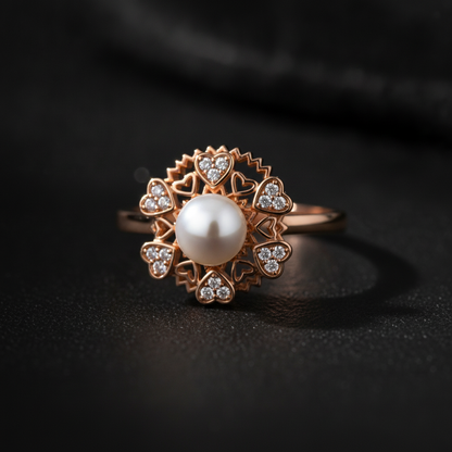 NUGOLD Premium 360° Rotating Pearl Adjustable Ring