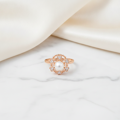 NUGOLD Premium 360° Rotating Pearl Adjustable Ring