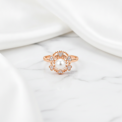 NUGOLD Premium 360° Rotating Pearl Adjustable Ring