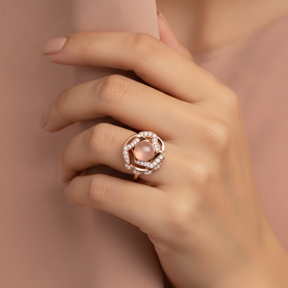 NUGOLD Luxury 360° Rotating Crystal Ring for Women