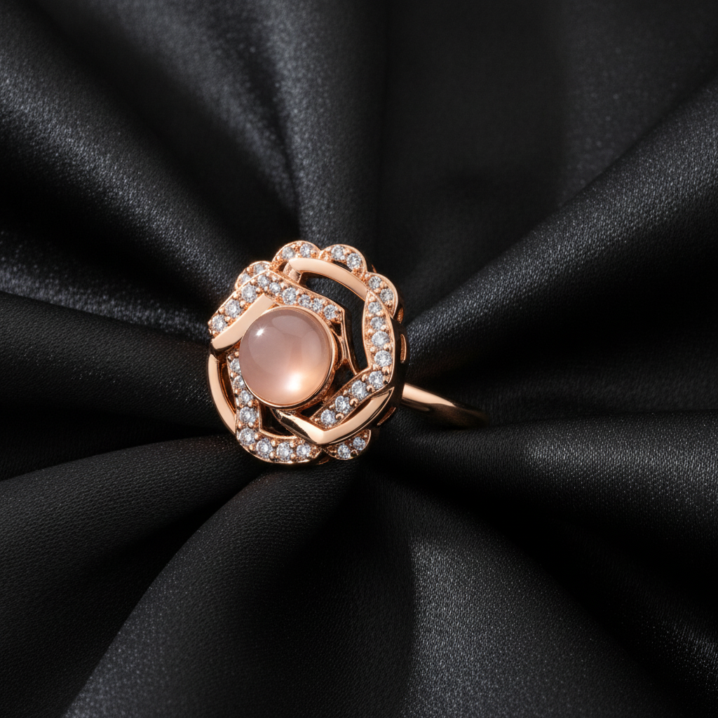 NUGOLD Luxury 360° Rotating Crystal Ring for Women