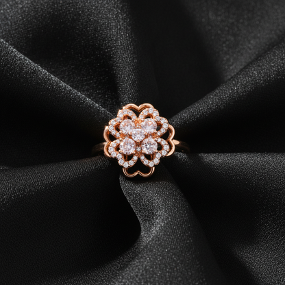 NUGOLD 360° Rotating Floral Spinner Ring for Women