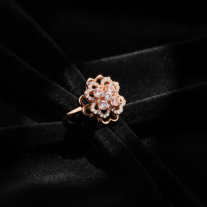 NUGOLD 360° Rotating Floral Spinner Ring for Women