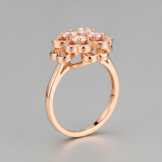 NUGOLD 360° Rotating Floral Spinner Ring for Women