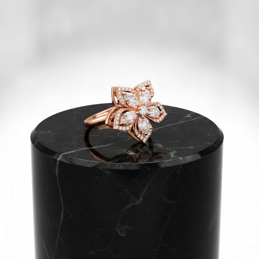 NUGOLD Premium 360° Rotating Floral Spinner Ring