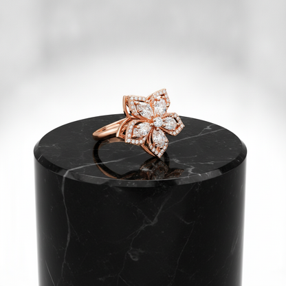 Luxury 360° Spin Flower Ring with Premium CZ Stones