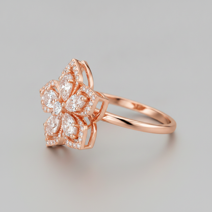 Luxury 360° Spin Flower Ring with Premium CZ Stones