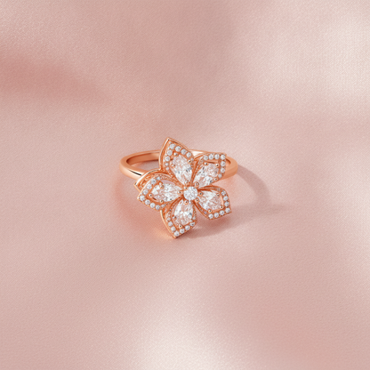 Luxury 360° Spin Flower Ring with Premium CZ Stones
