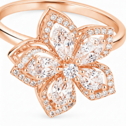 Luxury 360° Spin Flower Ring with Premium CZ Stones