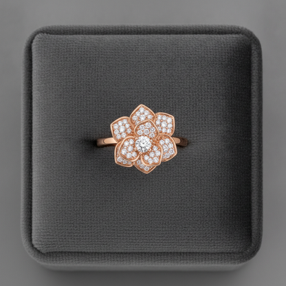 NUGOLD 360° Rotating Flower Spinner Ring for Women