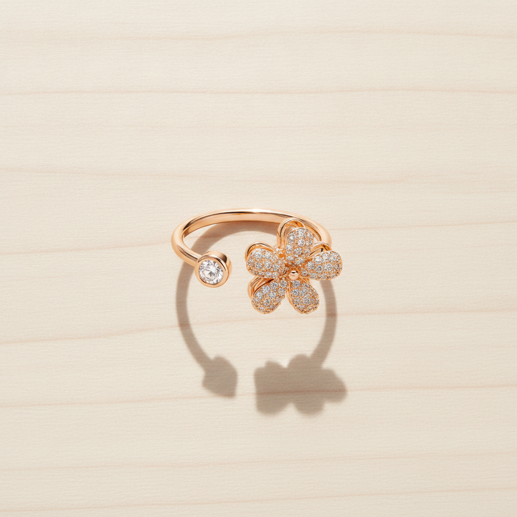 Luxury Bloom 360° Spinner Ring with Sparkling CZ Stones