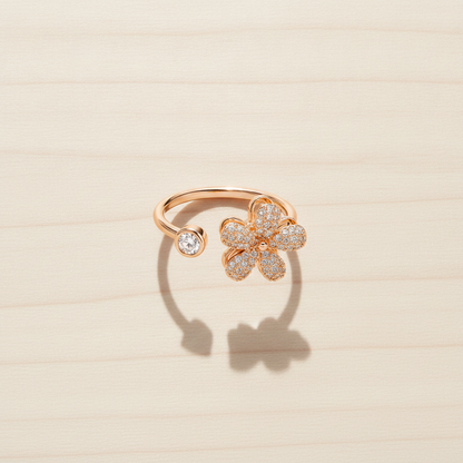 Luxury Bloom 360° Spinner Ring with Sparkling CZ Stones