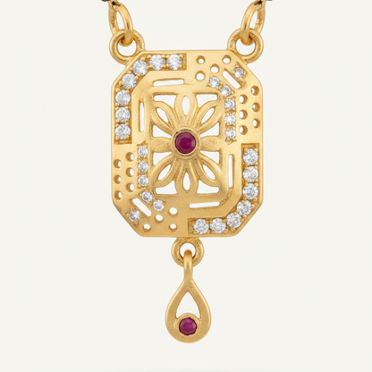 NUGOLD Traditional Black Bead Mangalsutra with Elegant Pendant