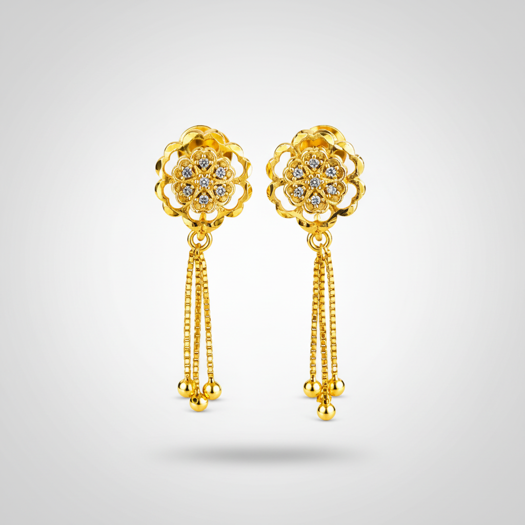 Floral Design Tassel Earrings for Women