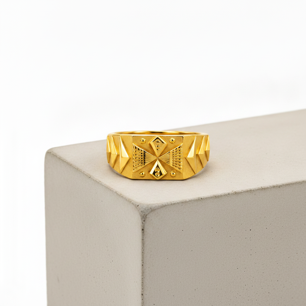 Imperial Diamond Crest Geometric Ring for Men