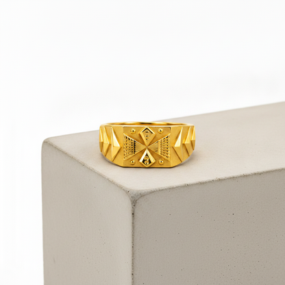 Imperial Diamond Crest Geometric Ring for Men