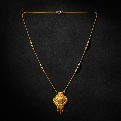 Traditional Mangalsutra with Black Beads & Heritage Pendant