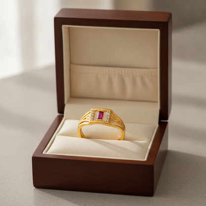Regal Ruby Horizon Elegance Statement Ring for Women