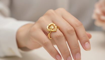 NuGold Double Heart Love Ring